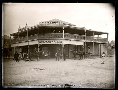 W. Conn Grocers & Temperance and Public Lecture Hall, [Elder and Morehead Streets, Lambton, NSW, n.d.]