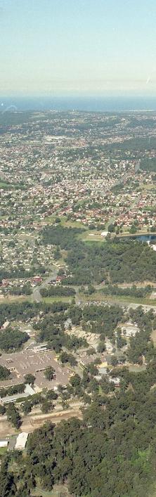 Aerial view of University of Newcastle and surrounding area, 1992