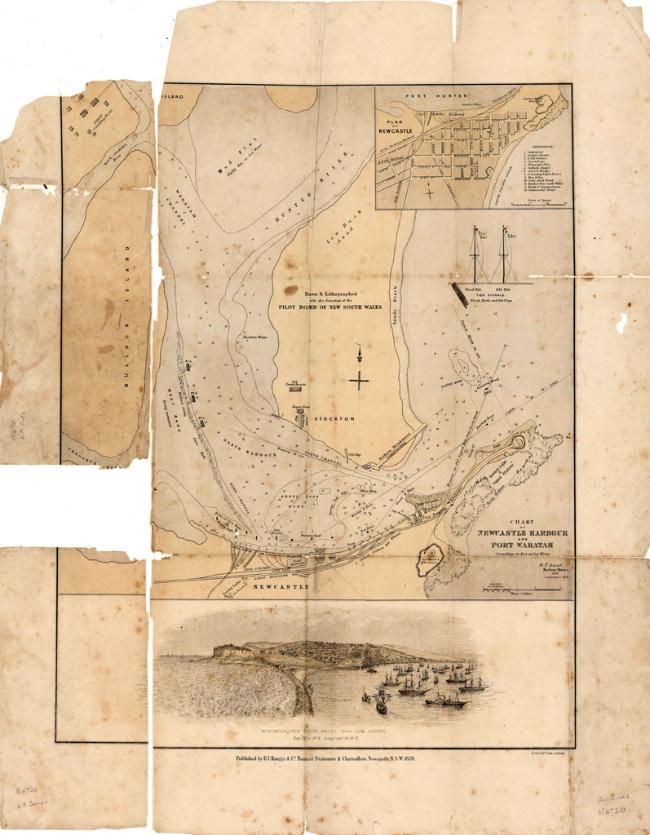 Chart of Newcastle Harbour and Port Waratah, Newcastle, NSW, 1870.