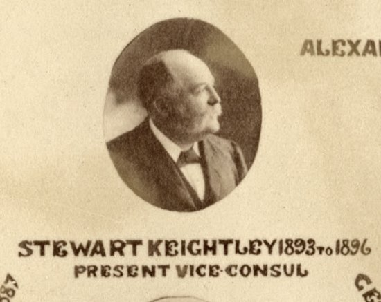  Stewart Keightley. From detail of Poster of the United States Consular Officers, Newcastle, [1890s].  Courtesy of the Newcastle and District Historical Society.