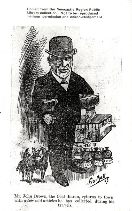 Cartoon of Mr. John Brown, the Coal Baron, 1923.