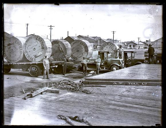 Albert F Toll's trucks. 