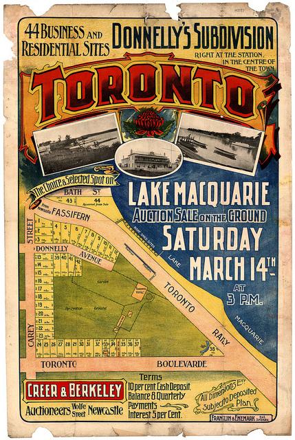 Donnelly’s Subdivision, Toronto, Saturday March 14th. From the Northumberland and Permanent Building Investment and Loan Society Archives, University of Newcastle, Cultural Collections.