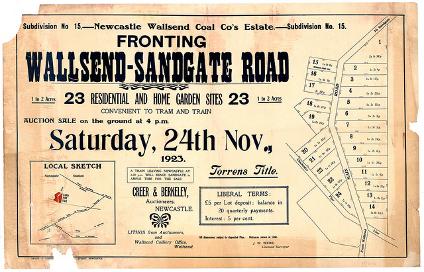 Wallsend, NEWCASTLE WALLSEND COAL CO’S ESTATE, 24th November 1923.From the Collection of the Northumberland Permanent Building Investment and Loan Society, University of Newcastle, Cultural Collections.  